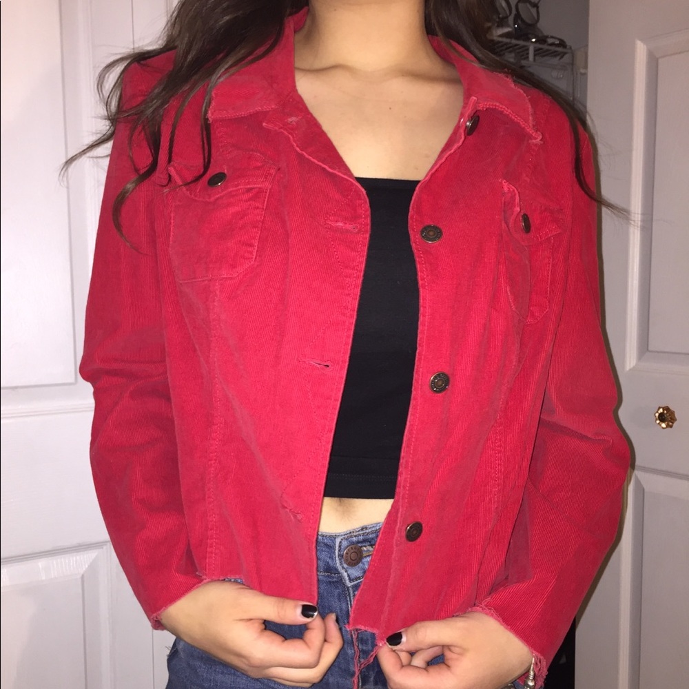 Distressed Red Corduroy Jacket